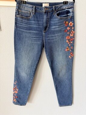 Driftwood Jackie Floral Embroidered Skinny Jeans - Size 31